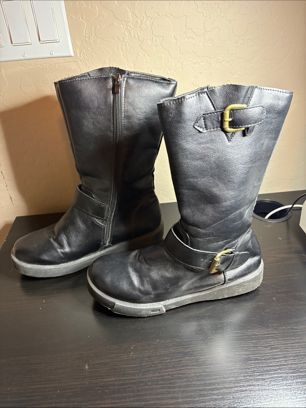 Women’s black moto boots